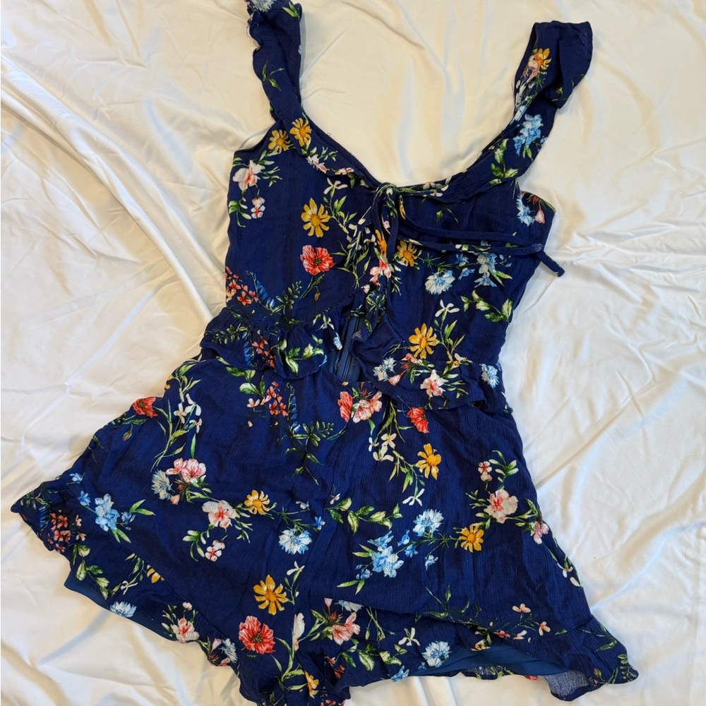 Lulu's Floral Navy Jumpsuit